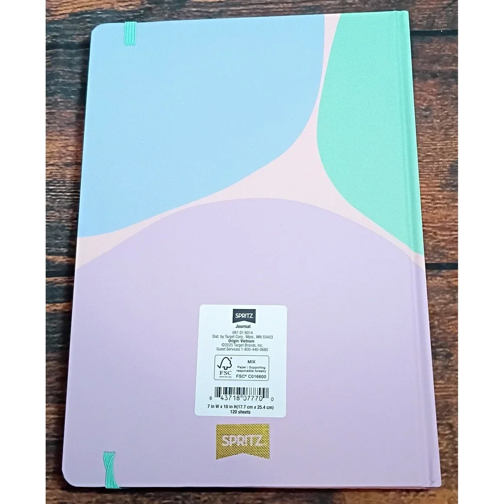 Spritz Daily Gratitude Journal Pastel Colorblock Hardcover Planner 120 Sheets